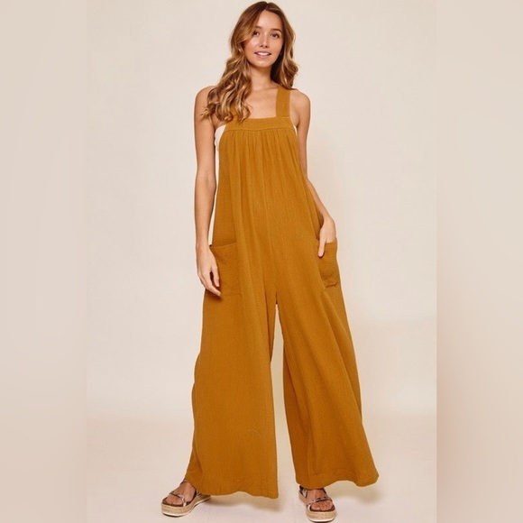 Ces Femme Pants & Jumpsuits Nwt Mustard Jumpsuit Large Poshmark
